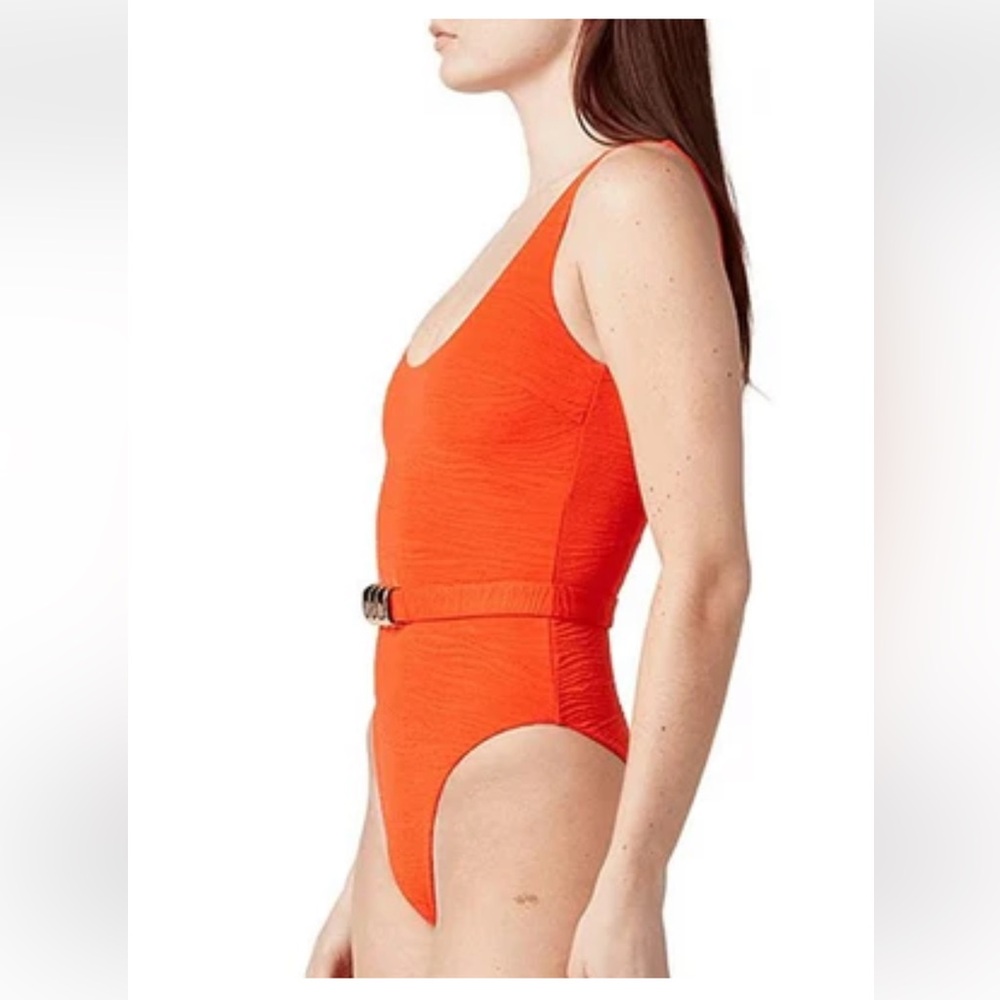 NWT LA PORTE Mandy One Piece - Tangerine Tango Jacquard - Picture 3 of 4